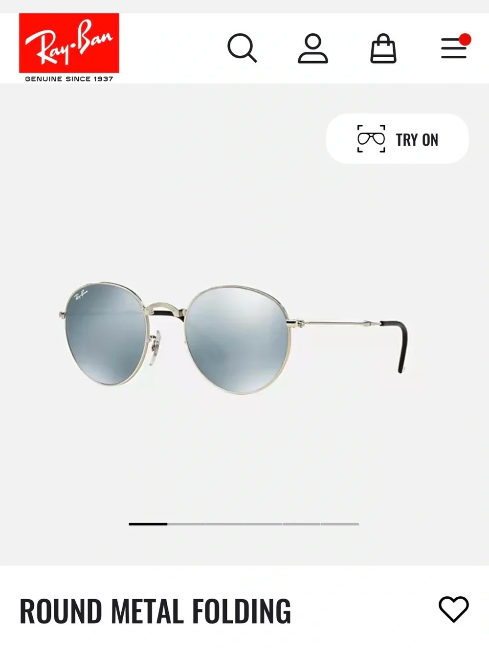 Ray-Ban Round Metal Folding Sunglasses in Silver with Mirrored Lenses